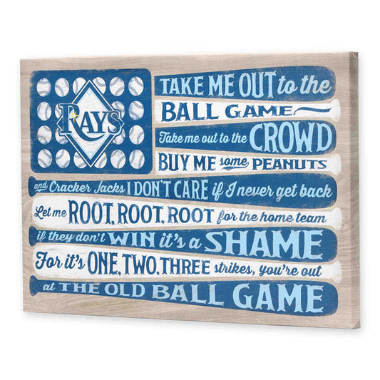 Tampa Bay Rays Take Me Out To the Ballgame Flag Canvas Wall Decor