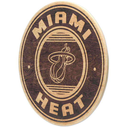 Miami Heat Logo Round Natural Wood Wall Decor