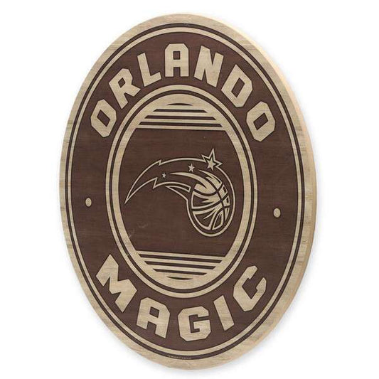 Orlando Magic Logo Round Natural Wood Wall Decor